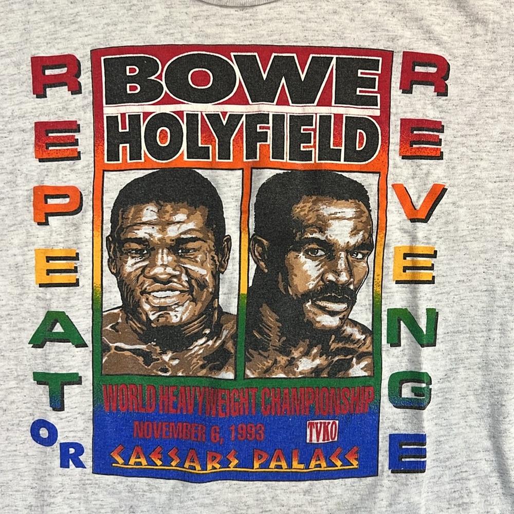 🥊1993 Bowe vs. Holyfield Graphic T-Shirt | Gray | Caesar’s Palace | XXL